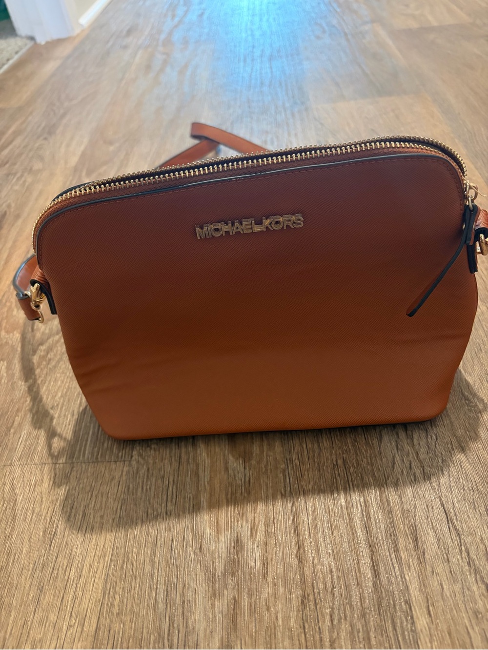 Michael Kors Cognac Saffiano Leather Camera Bag